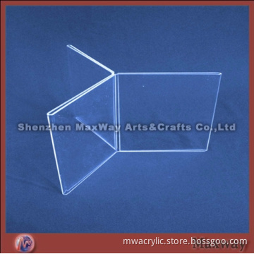 Clear lucite/acrylic menu hoder with three surfaces